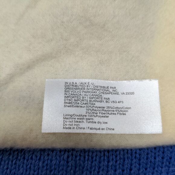 Juncture Women's Knit Beanie Hat Blue Fair Isle Fleece Lined Pom Pom W/Tags - Picture 11 of 12